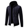 New Autumn Winter Men's Hooded Knit Cardigan Men Thick Fashion Patchwork Knitted Sweatercoat Mens Warm Casual Sweater Jackets