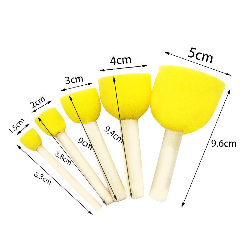Children's Wooden Handle Mushroom Sponge Paintbrush for Art and Graffiti