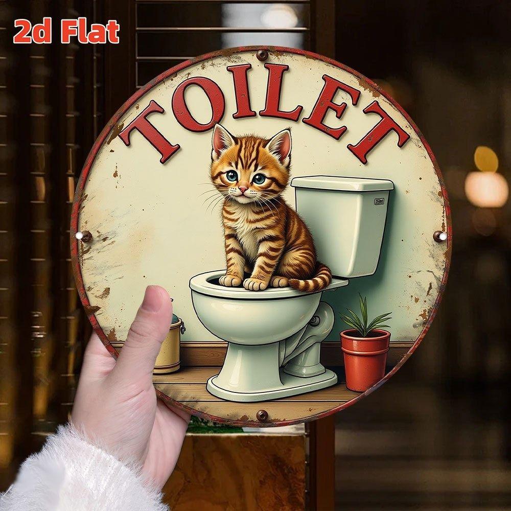 Metal Cat Wall Decor Tin Sign Gift For Friend 15x30cm Vintage Home Art