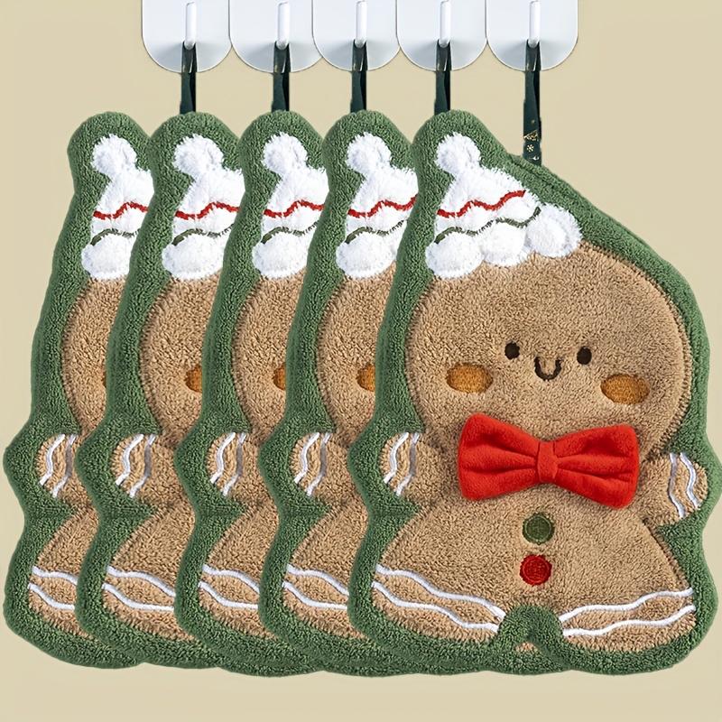 1PC Coral Fleece Children Christmas Creative Small Towel Thickened Hand Towel Multi Element Hanging Cute Embroidery Household