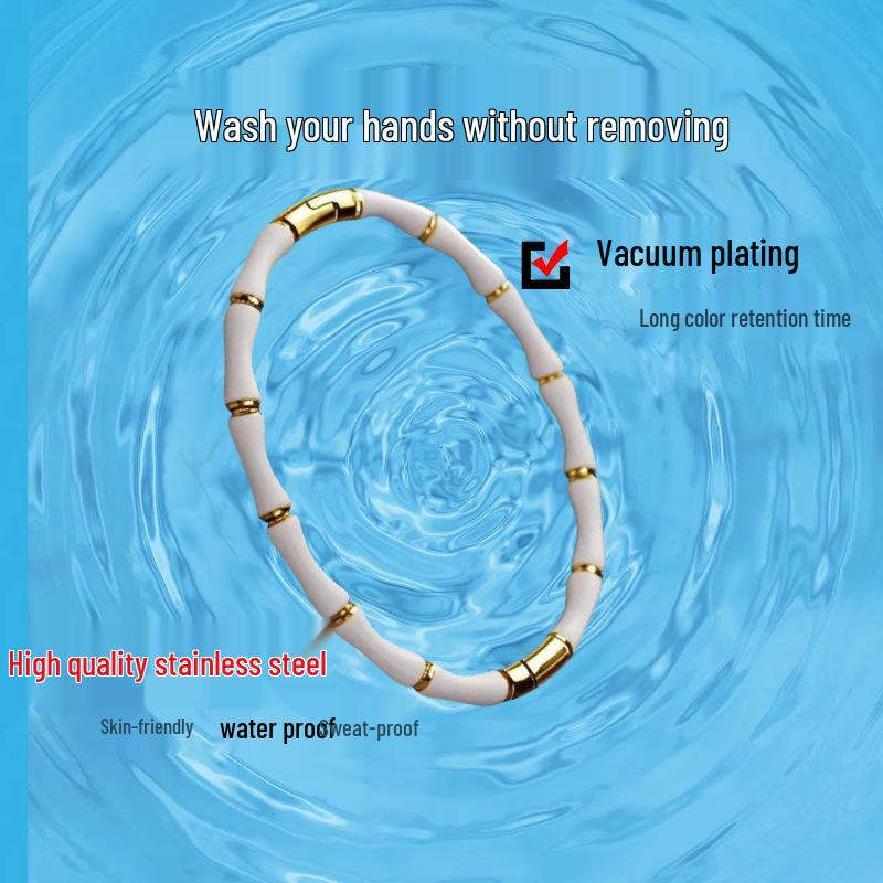 Elegant Bamboo Titanium Steel Bracelet for Women - Versatile and Fashionable European & American Style