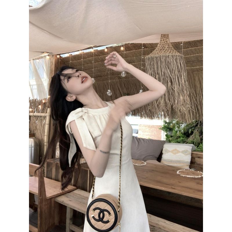 Women's Clothing Apricot Summer Slim Fit A- Line Dress Bows