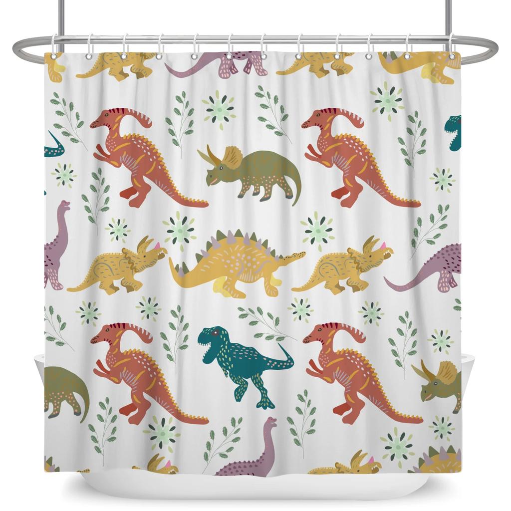 Cute Dinosaur Funny Animal Shower Curtains Bathroom Bathtub Decoration Waterproof Polyester Bath Curtain Home Decor with Hooks