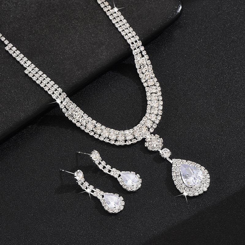 1Set  Bridal Jewelry Sets For Women Simple Earring Necklace Set Exquisite  Necklaces Earrings Set Gifts