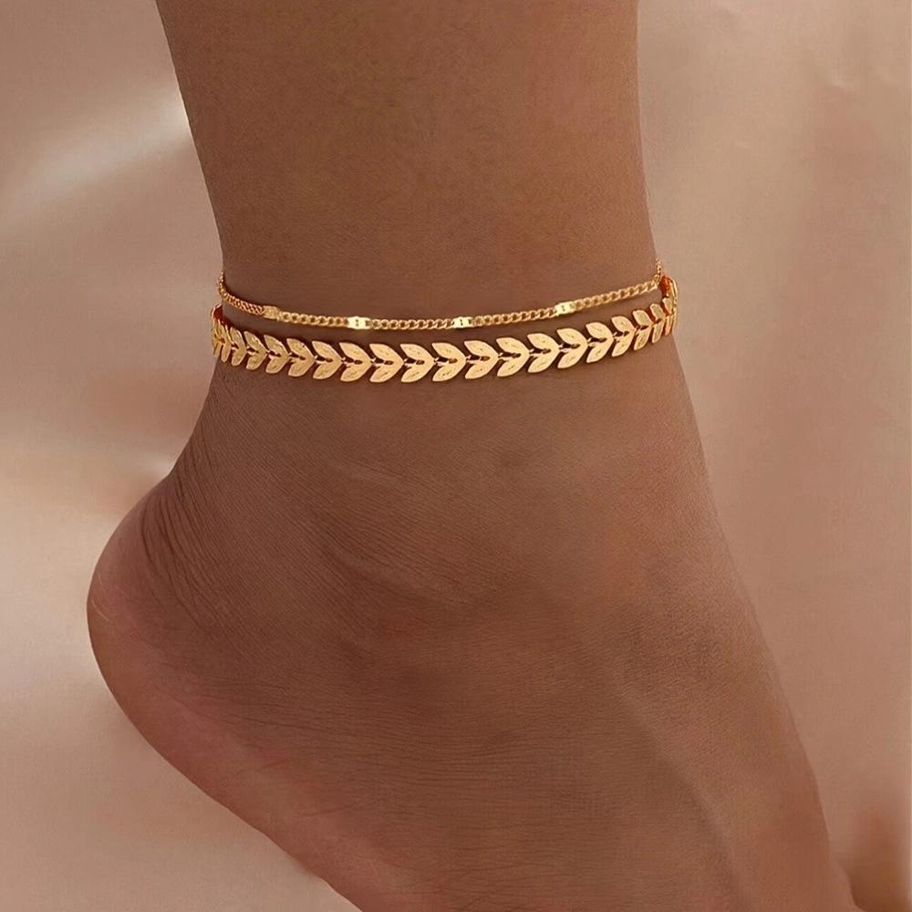European and American Hot-Selling Double-Layer Heart Anklet - Minimalist Beach Jewelry for Women