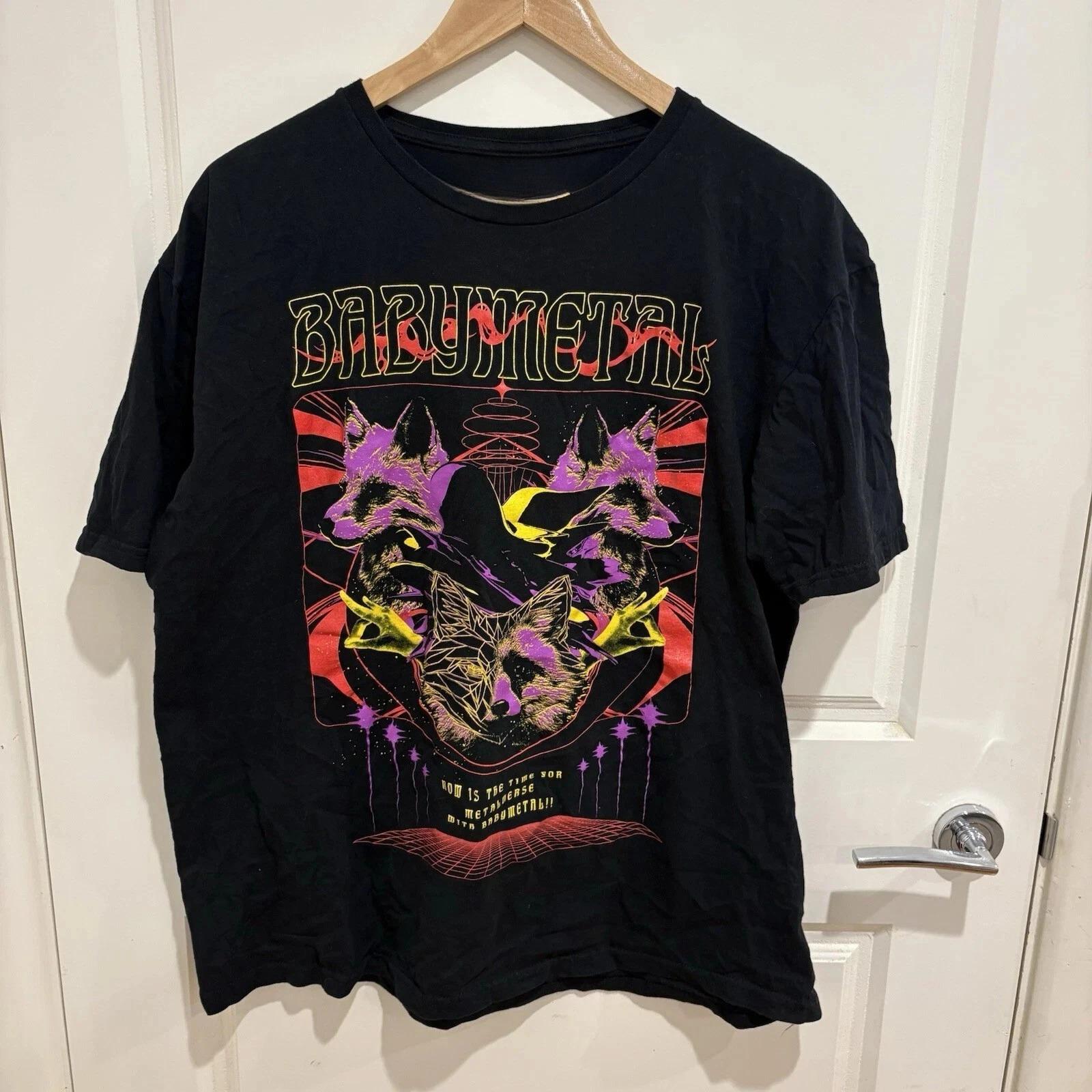 

Летняя футболка BABYMETAL Australia World Tour с коротким рукавом, черного цвета, европейско-американская, Y2k, хлопковая, с алфавитным узором, оверсайз 3XL