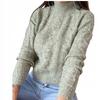 Fashionable Warm Women' Sweater, Short Crop, Turtleneck, Green Braids