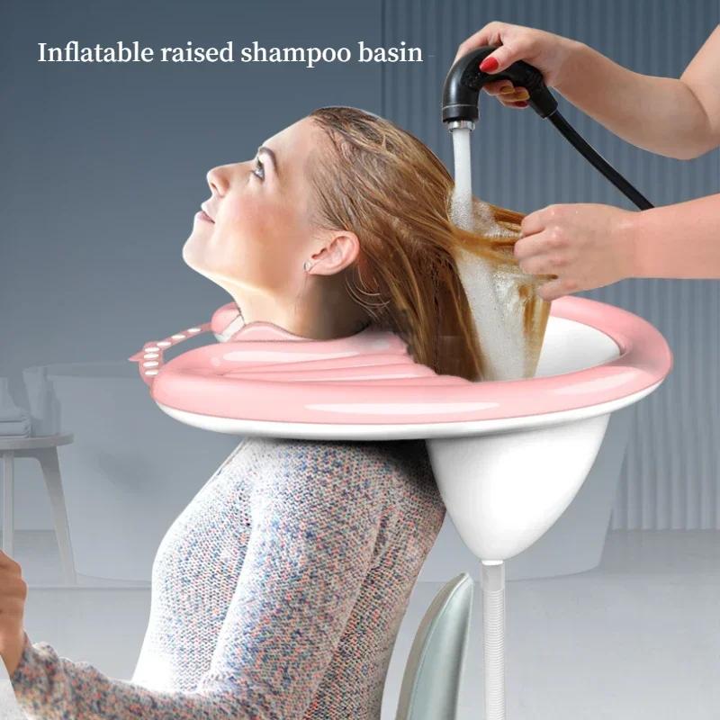 Aufblasbares Shampoo-Becken PVC Faltbar Tragbar Shampoo-Kissen Spa-Wanne Luftablassen Haarwaschbecken für Schwangere Ältere
