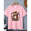 Boys Crewneck T-Shirt, Cool Skateboard Music Capybara Graphic Soft Breathable Short Sleeve Top