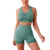 Sports and Fitness Tank Top Shorts Two-Piece Set of Tummy-Tucking Breathable Elastic Hip-Lifting Peach Trousers Quick-Drying Yog