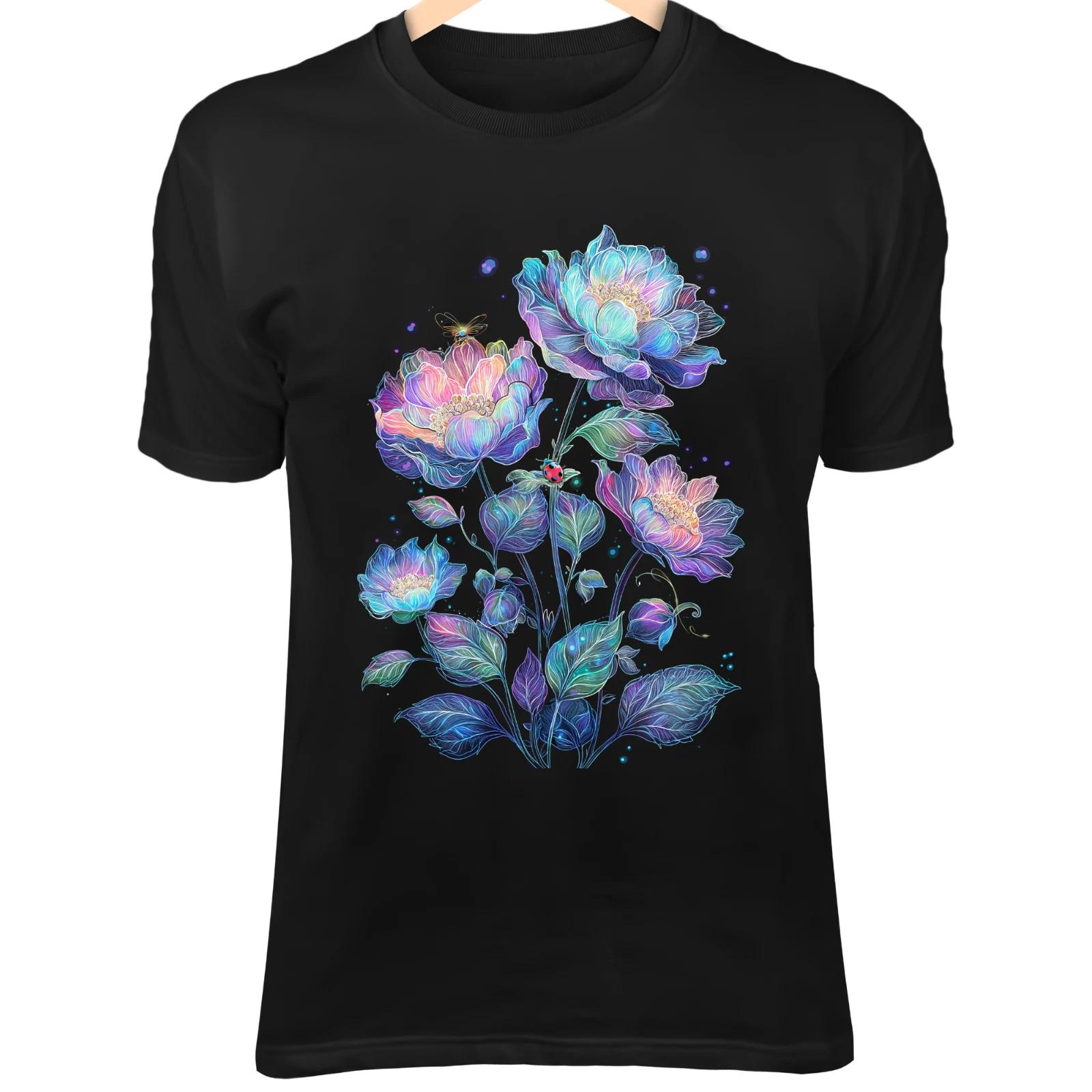 Fantasy Garden Flowers - Pastel Blooms, Glowing Leaves & Whimsical Ladybug S