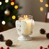 Boutique Shop Display 2Pcs Christmas Hollow Metal Candle Holder, Vintage Tabletop Tealight Lantern, Xmas Seasonal Atmosphere Light Elk, Tree,