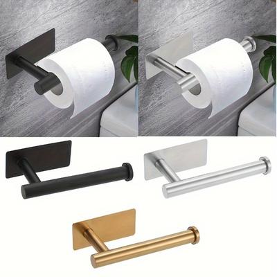 Heavy Duty Stainless Steel Toilet Paper Holder, Self-Adhesive No-Drill Wall Mount, Brushed Finish Bathroom Tissue Roll Dispenser