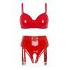 Womens 2Pcs Lingerie Set Wet Look Patent Leather Bra with Panties Teddy Bikini Underwear