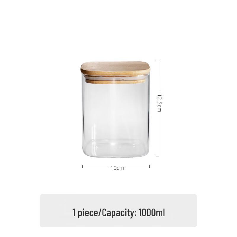 Glass Storage Jar with Bamboo Lid 1000ml