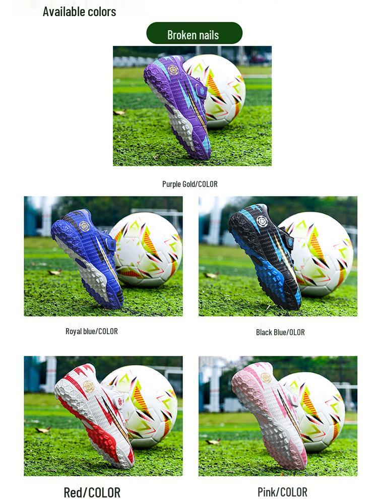 Velcro Lace-Free Soccer Shoes for Kids: Boys & Girls Training TF Studs