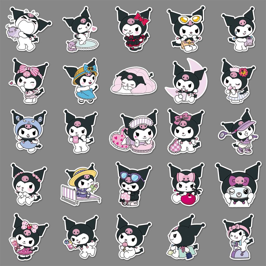 50 Kuromi Sanrio Stickers - Cute & Waterproof for Journals & Insulated Cups