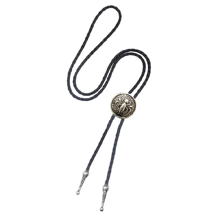 Men's Cowboy Bolo Tie Vintage Western Accessory Metal Scorpion Animal Pendant Adjustable Leather Cord Necktie Necklace