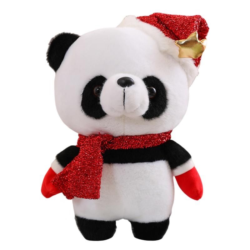 

Plush Panda Christmas Toy Stuffed Animal Doll Detachable Cape Festive Home Decor Red Scarf