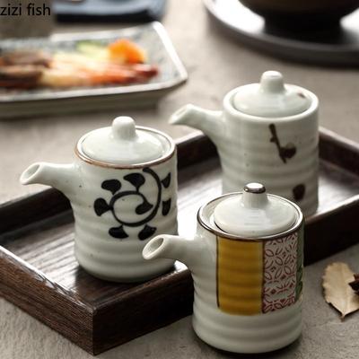 Japanisches Retro-Gewürzglas aus Keramik, Sojasaucentopf, Gewürzflasche, Gewürzflasche, kreatives Gewürzwerkzeug, Vorratsglas für den Haushalt