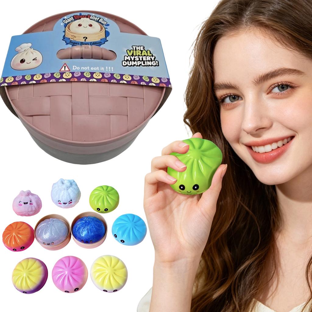 Glitter Dumpling -Rare Glitter Dumpling Stress Ball, 10 Pieces, 2 Plushies + 2 Hidden Versions (random Colors)