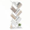 Bookshelf Standing Shelf With 7 Levels Narrow Shelf In Tree Shape For Office Rustic White
