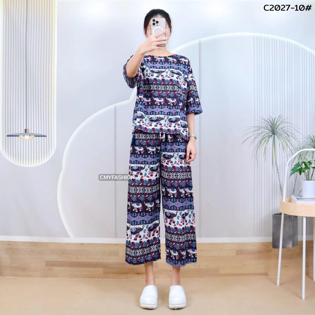 Słoń Spodnie Szorty Koszula Zestaw Okrągły Dekolt Krótki Rękaw Regulowany Elastyczny Pasek Pasek Kobiety Nadruk Casual Plaża Boho Bohemski Retro Vintage