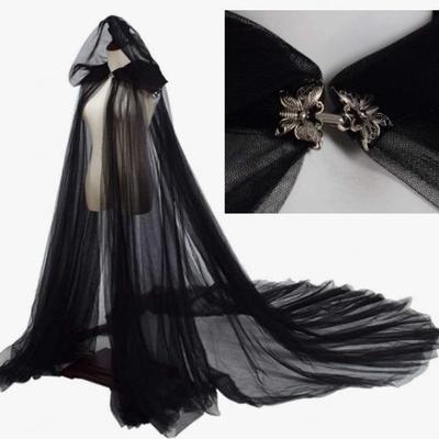 Mantello con Cappuccio Vintage di Halloween da Donna - Mantello da Sposa Vampira (Nero, Rosso, Bianco)