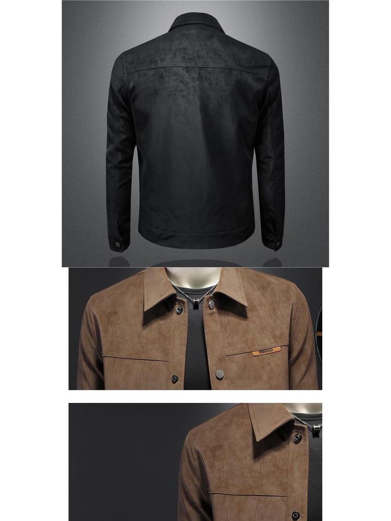 Giacca da Uomo in Camoscio Peluche Stile Europeo Slim Fit Coreano per Primavera/Autunno