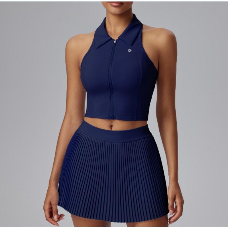 Womens Tennis Set Slim Fit Stretch Quick Dry Tank Top Skirt Anti-Slip Running Yoga Sportswear