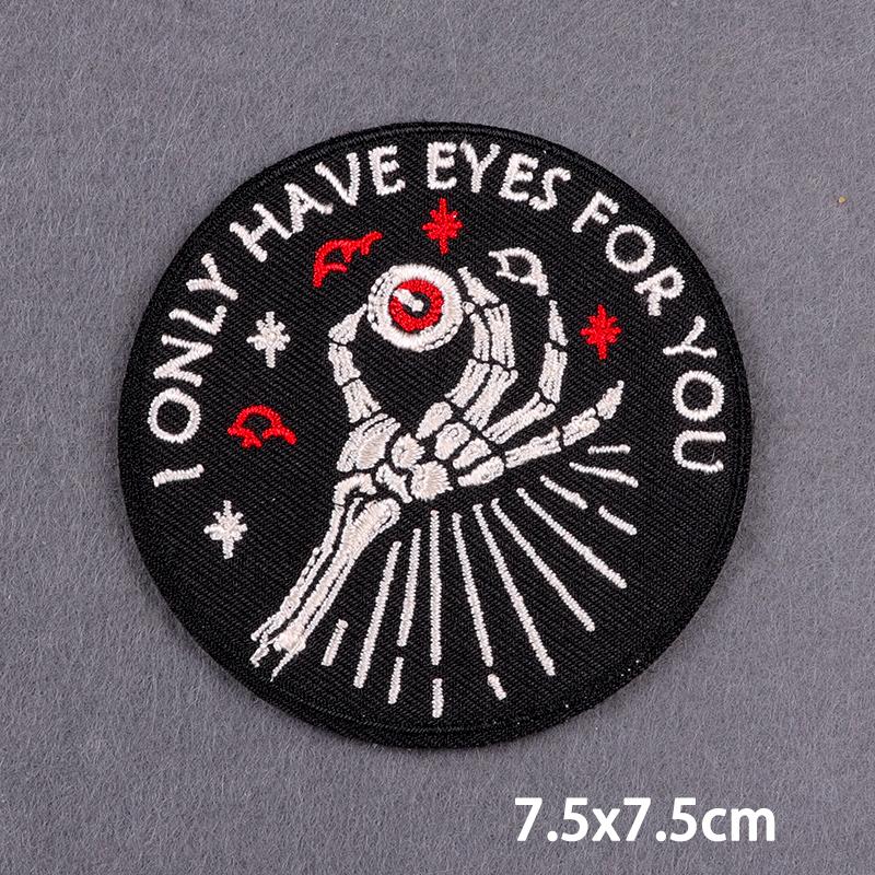 Red Fusible Patches Hiphop Iron On Thermoadhesive Patches For Clothes Cross Skull Embroidery Patches For Jacket Logo Applique