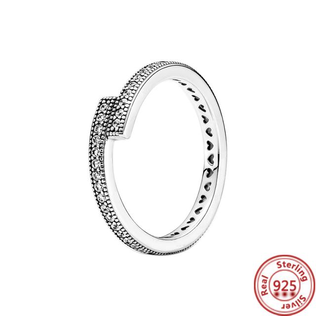 Silver Original Delicate Ring Zirconia Sparkling Row Eternity Round Ring Women European Jewelry DIY