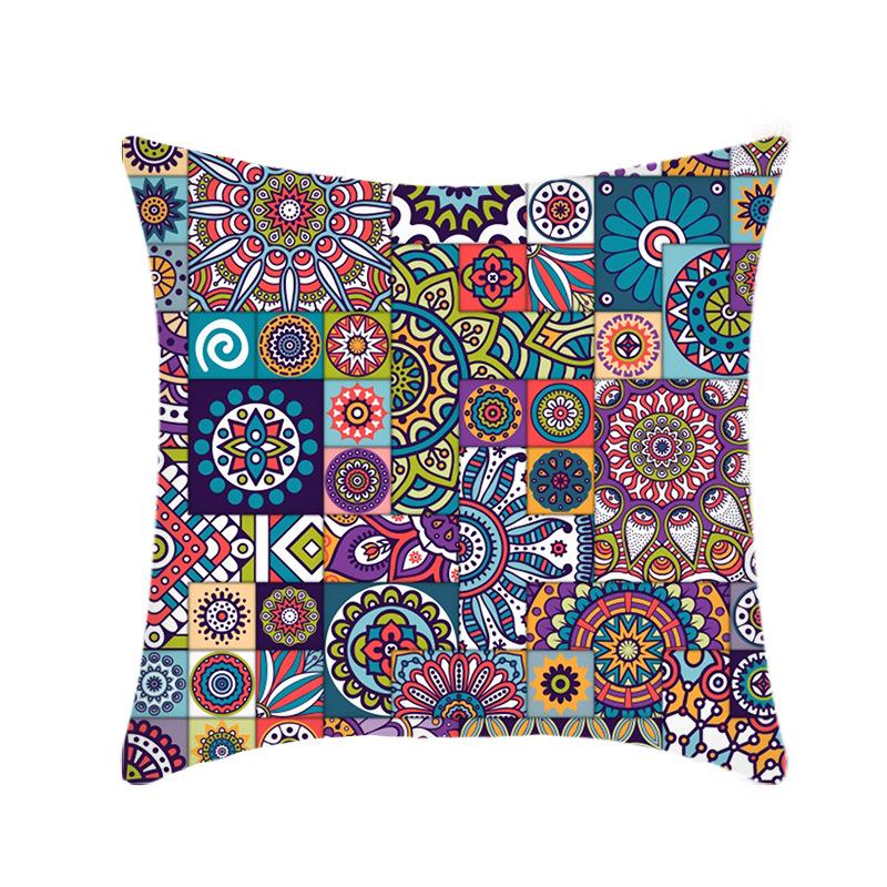 Spliced Colorful Mandala Traditional Ethnic Pattern Car Throw Pillows, Sofa Bay Window Pillow Covers and Cushions