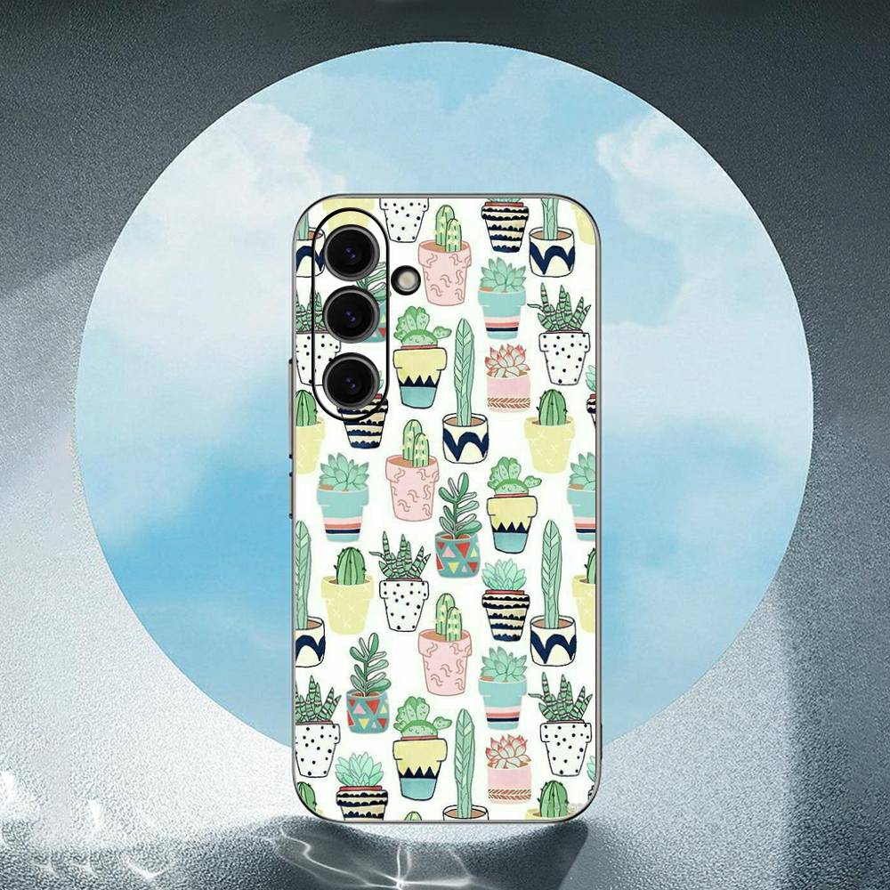 

Cartoon Cactus For Samsung Galaxy S25 S24 S23 Ultra S22 S21 Plus S20 Black Soft Silicone Protective Case SamsungS20 ULTRA 5G