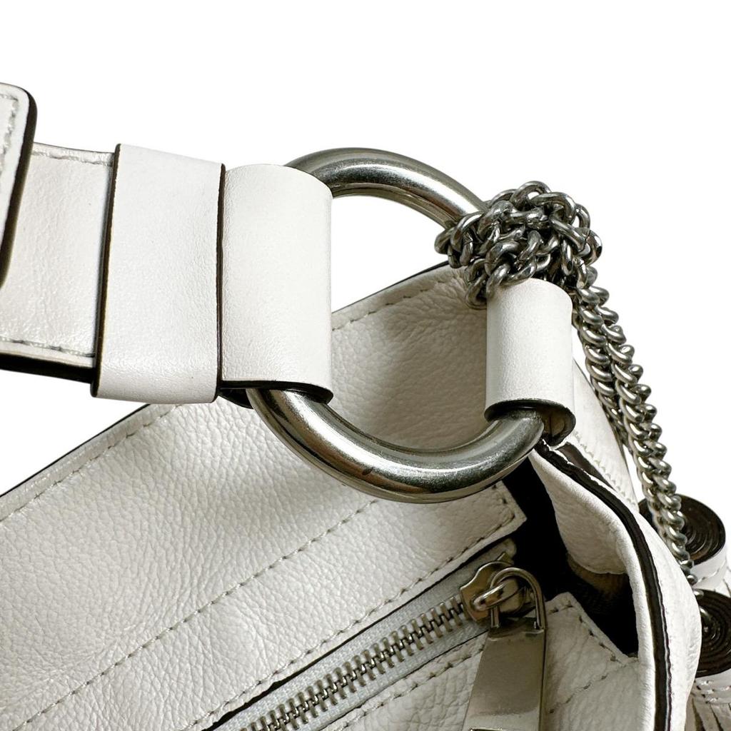 Michael Kors A4 Compatible With Tassel Charm Tote Bag Leather White Women Used