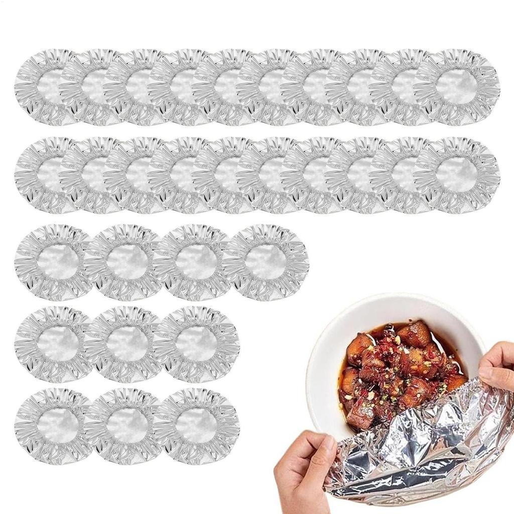 30pcs/set Elastic Food Covers Insulated Aluminum Foil Stretch Food Storage Stretch Lid Cover for Home Kitchen Meal Prep Baking