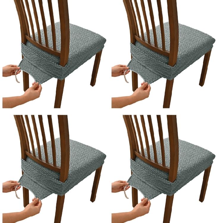4er-Pack Stuhl Sitzbezug Stretch Jacquard Stuhlhusse für Esszimmer Quadratisch Abnehmbar Waschbar Stuhlschutz