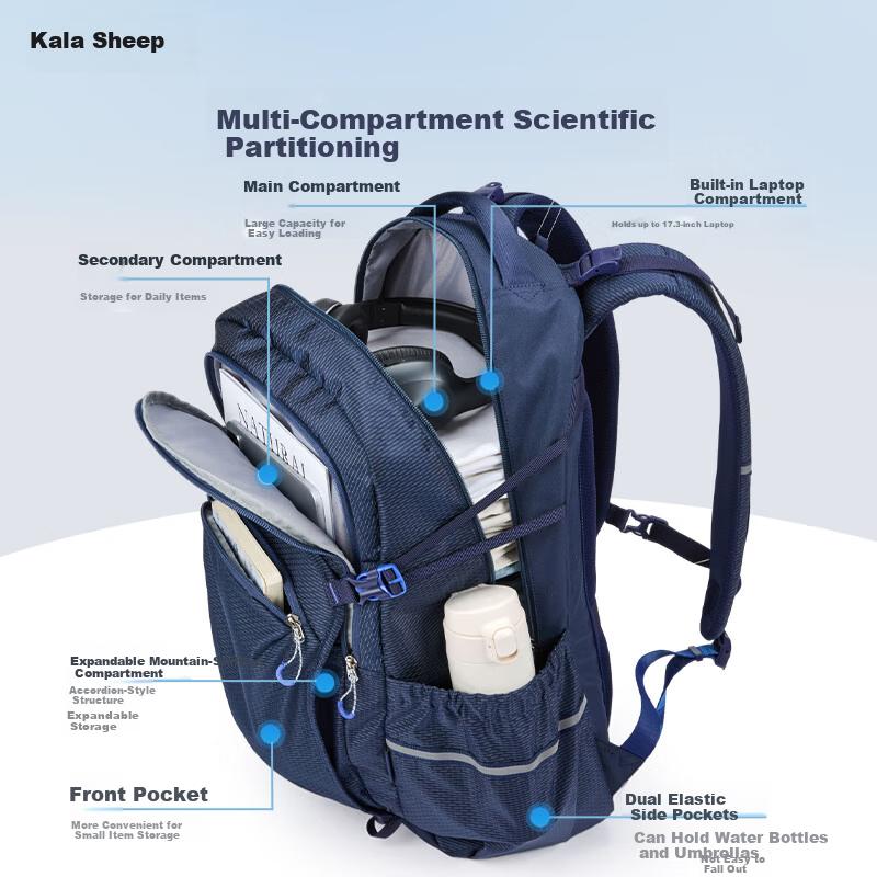 Kala Sheep Large Capacity Backpack for Middle and High School Students, Ergonomic Spine Protection,