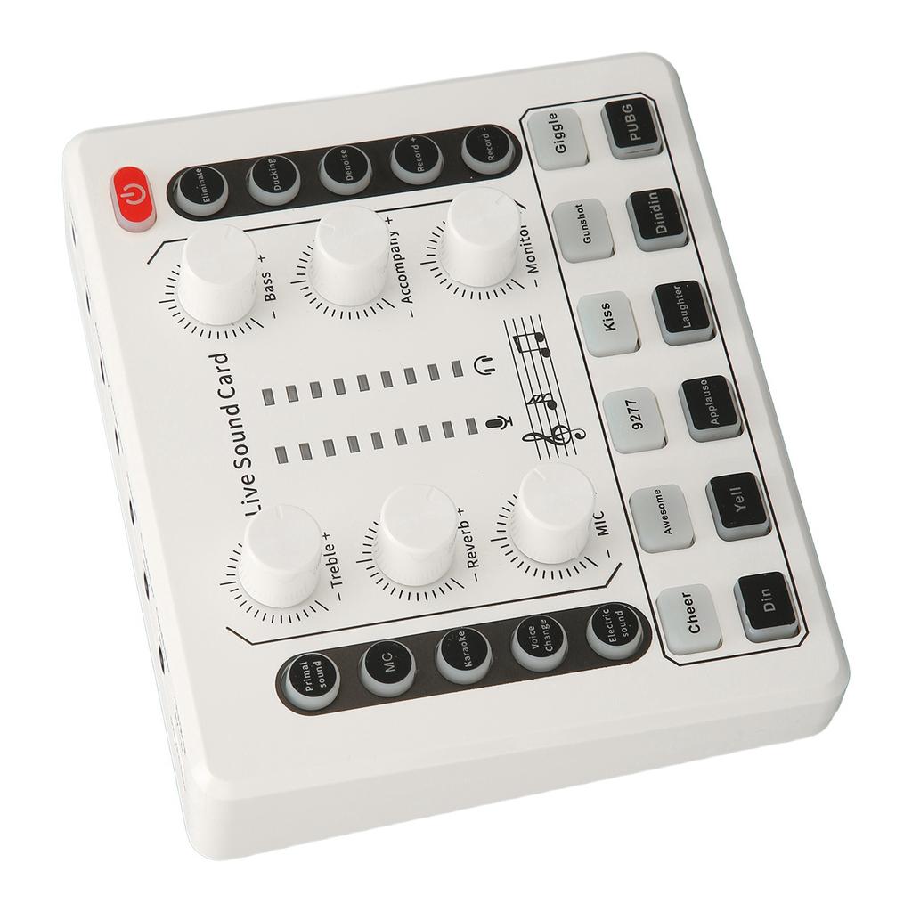 Live Sound Card Multiple Sound Effects Voice Changing Mini Sound Mixer Board for Live Streaming Home KTV