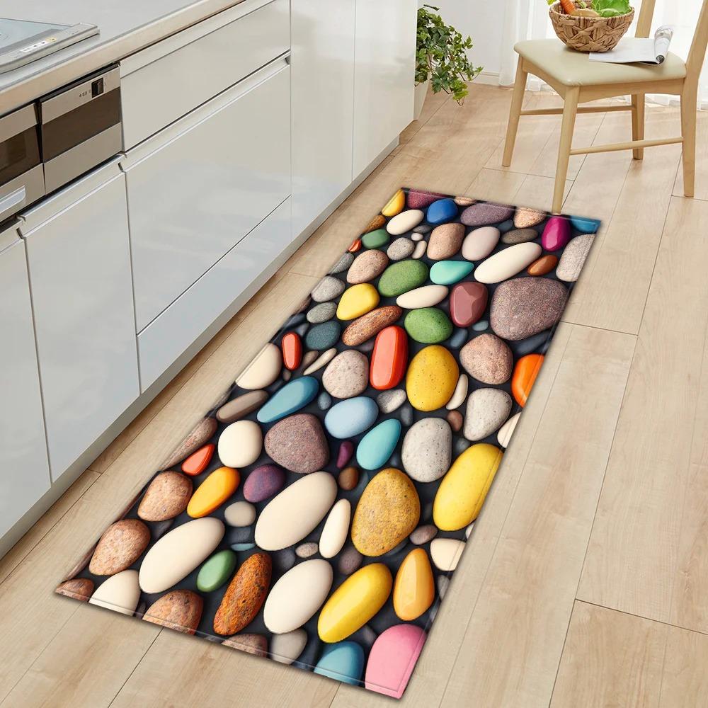 Colorful Pebble Pattern Non Slip Kitchen Floor Mat Waterproof Door Mat for Home Decor
