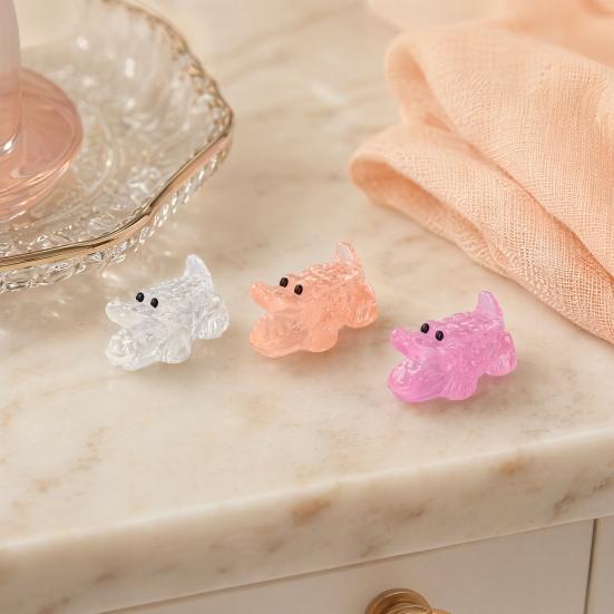 24Pcs Luminous Ornament, Mini Crocodile Shape Soft Jelly Texture Resin Figure, DIY Accessories Night Glow Toy, Random Color