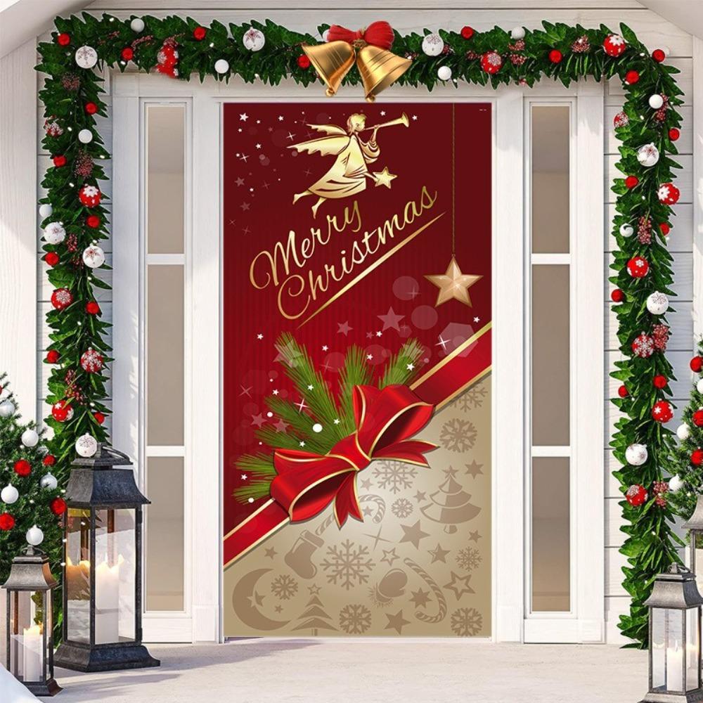Santa Claus Christmas Hanging Cloth Fluorescent New Year Decoration  Entrance and Room