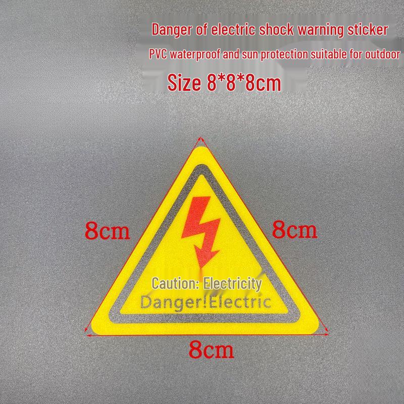 PVC Outdoor Triangular Warning Sticker: Caution! Risk of Electric Shock