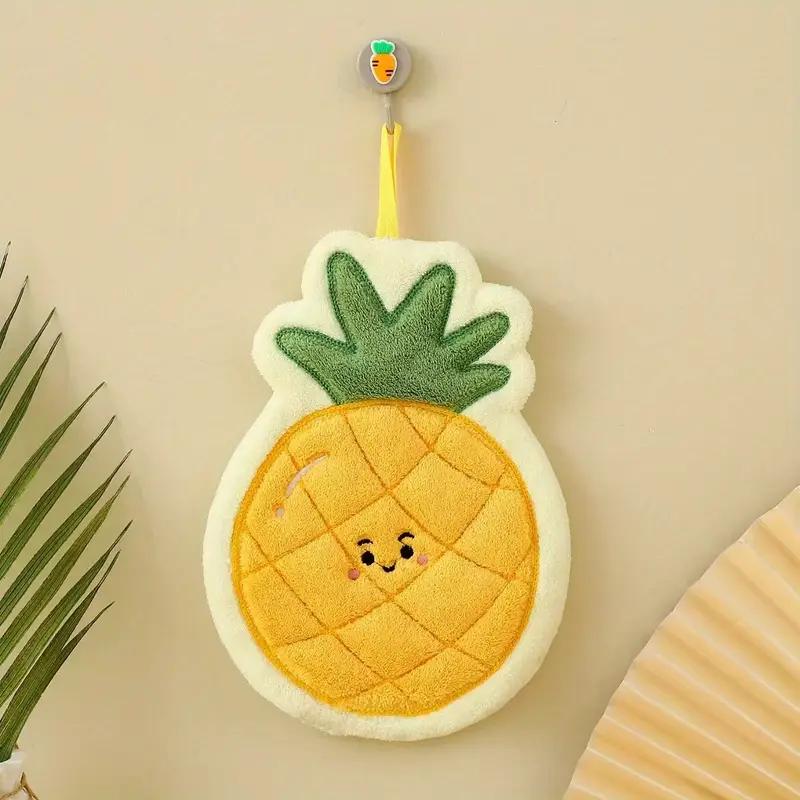 

1 шт. Фруктовое полотенце для рук, подвесное, мультяшное, маленькое полотенце, коралловый флис, утолщенное, впитывающее, безворсовое, салфетка для вытирания 1PCS