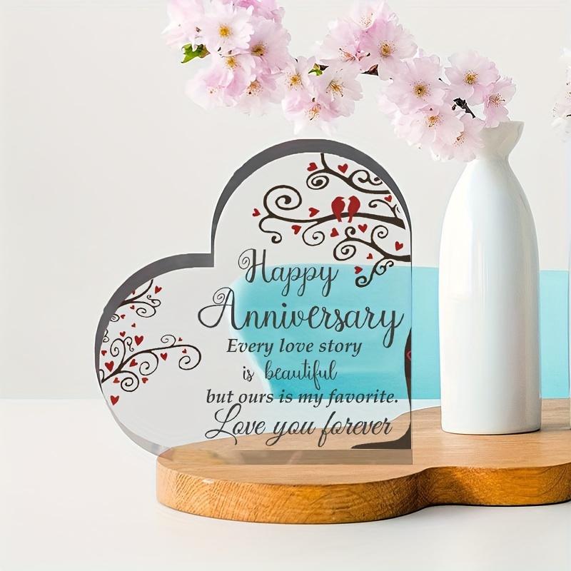 2D Flat Acrylic Heart-Shaped Desktop Decoration, Wedding Anniversary Gift, Suitable for wall decoration, porch, room, villa, accents Home, Hallway, or