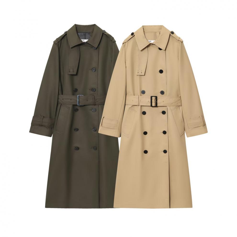 European and American style, new women's clothing, fashionable, versatile, cross-border comfortable lapel waterproof double placket trench coat