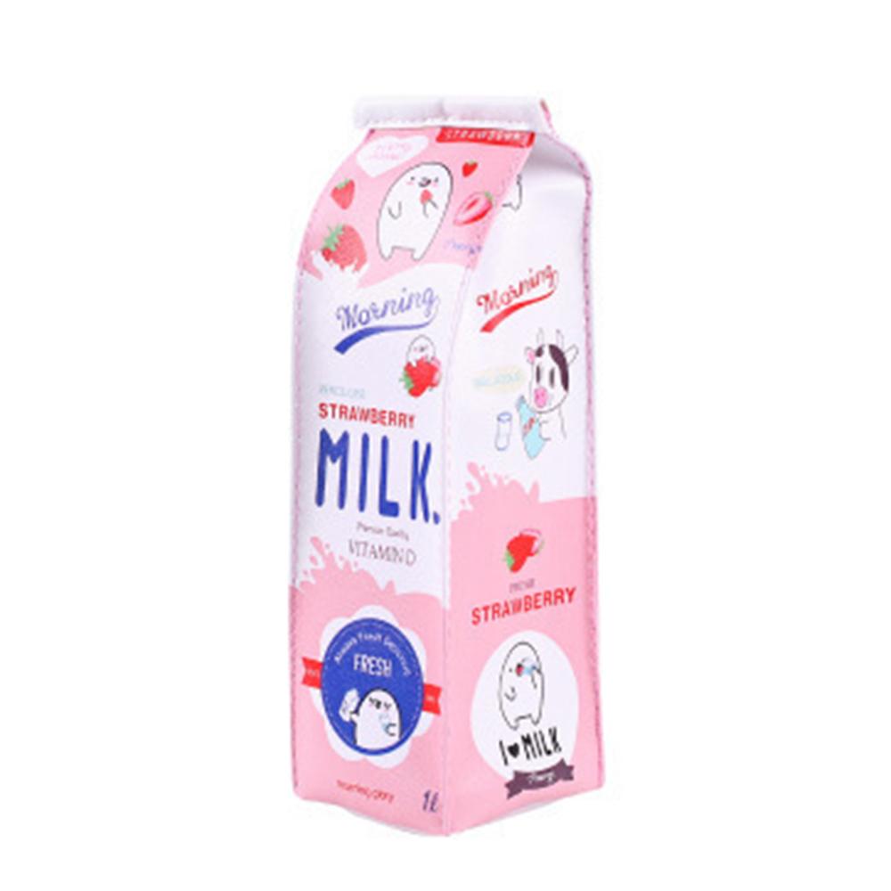 1PC Cartoon Cute Milk Pen Bag, Large Capacity Stationery Bag For Girls, Portable Student Stationery Bag, Pencil Case