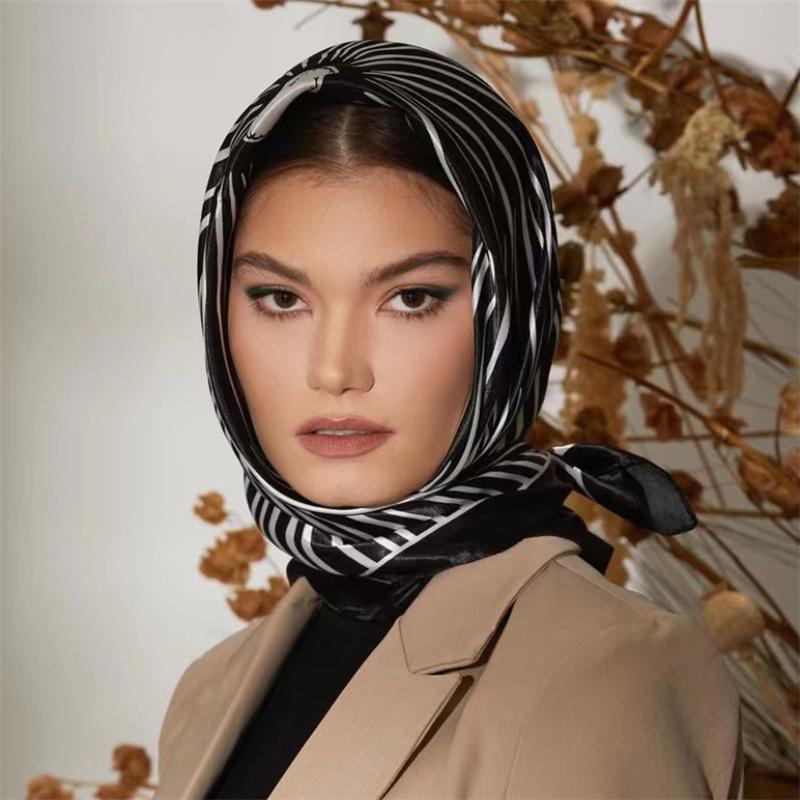 90*90cm Casualowa Moda Drukowana Flora Kwadratowe Szale Szaliki Satynowa Damska Chustka Apaszka Damska Opaska na Głowę