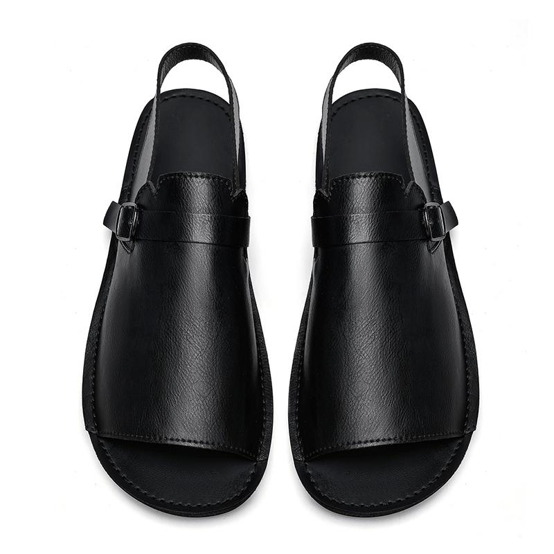 British Style Men Casual Leather Sandals Fashion Casual Business Walking Shoe Outdoor Non-Slip Sandals And Sliers Designer Flats