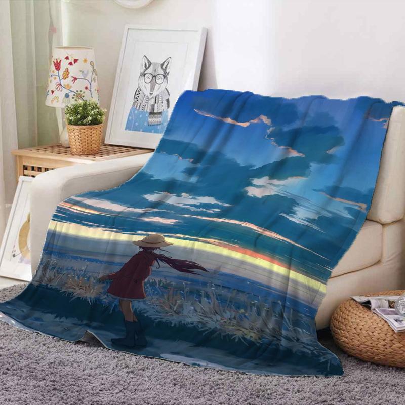 3D Painted Garden Landscape Theme Flannel Throw Blanket Soft Lightweight Warm for Living Room Bedroom Bed Sofa Couch Kids Adults Gifts